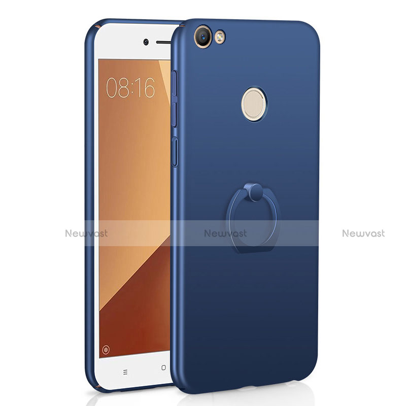 Hard Rigid Plastic Matte Finish Case Cover with Finger Ring Stand A01 for Xiaomi Redmi Note 5A Prime Blue