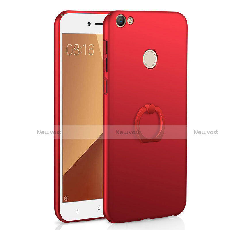 Hard Rigid Plastic Matte Finish Case Cover with Finger Ring Stand A01 for Xiaomi Redmi Note 5A Prime Red