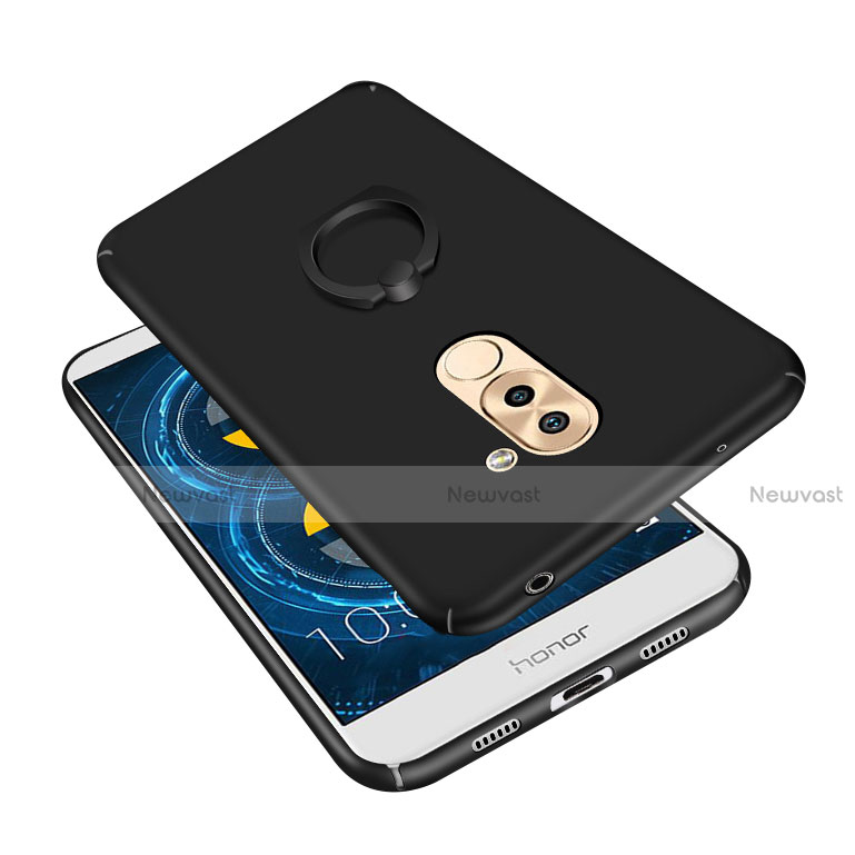 Hard Rigid Plastic Matte Finish Case Cover with Finger Ring Stand A02 for Huawei Honor 6X