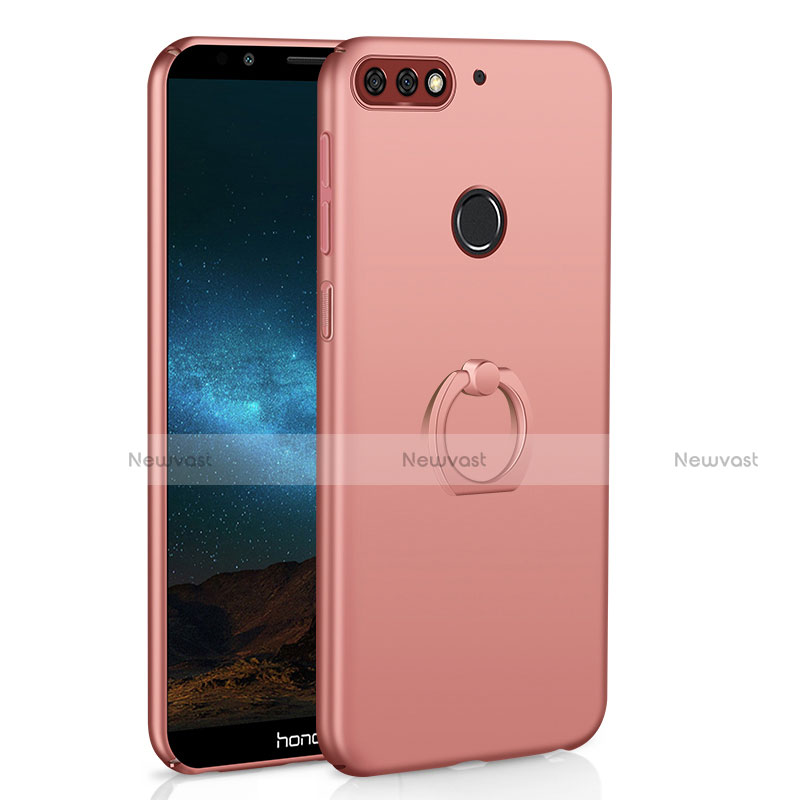 Hard Rigid Plastic Matte Finish Case Cover with Finger Ring Stand A03 for Huawei Enjoy 8 Rose Gold