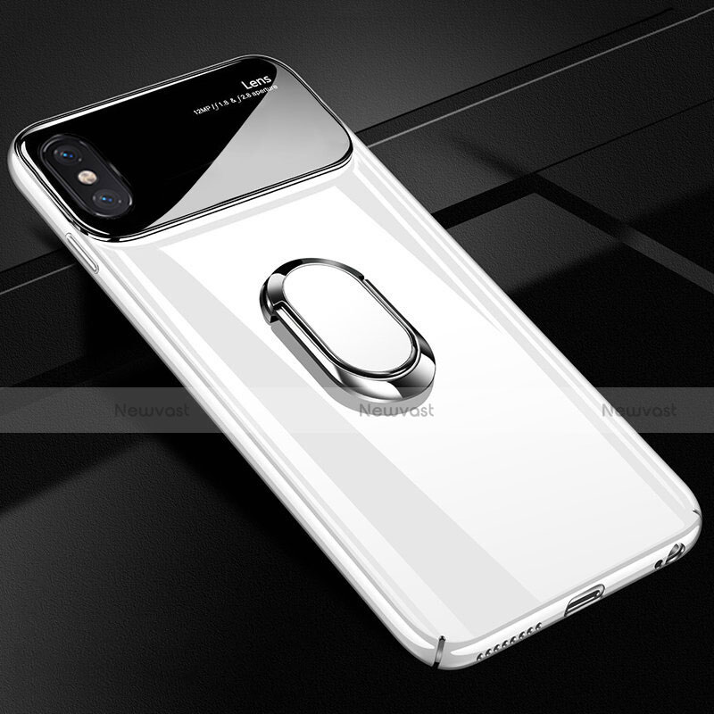 Hard Rigid Plastic Matte Finish Case Cover with Magnetic Finger Ring Stand A01 for Apple iPhone Xs Max