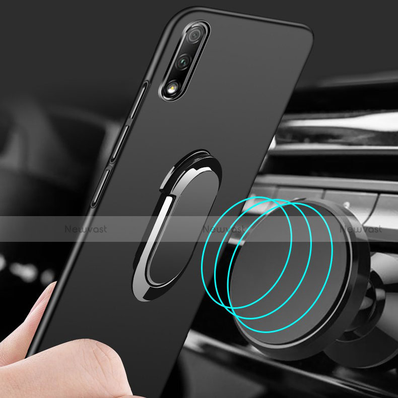 Hard Rigid Plastic Matte Finish Case Cover with Magnetic Finger Ring Stand A01 for Huawei Y9 Prime (2019)