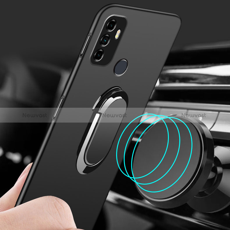 Hard Rigid Plastic Matte Finish Case Cover with Magnetic Finger Ring Stand A01 for Oppo A11s