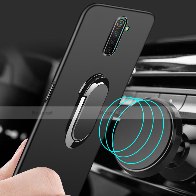 Hard Rigid Plastic Matte Finish Case Cover with Magnetic Finger Ring Stand A01 for Oppo Reno Ace