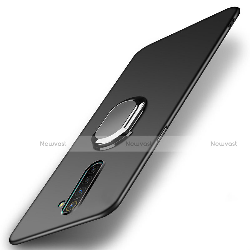 Hard Rigid Plastic Matte Finish Case Cover with Magnetic Finger Ring Stand A01 for Oppo Reno Ace Black