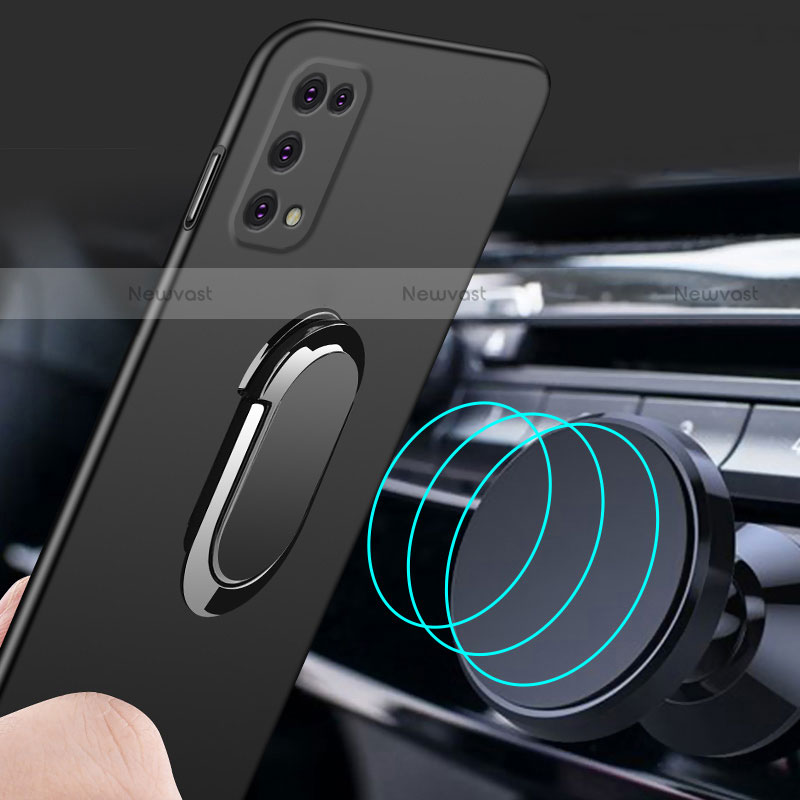 Hard Rigid Plastic Matte Finish Case Cover with Magnetic Finger Ring Stand A01 for Realme Narzo 30 Pro 5G