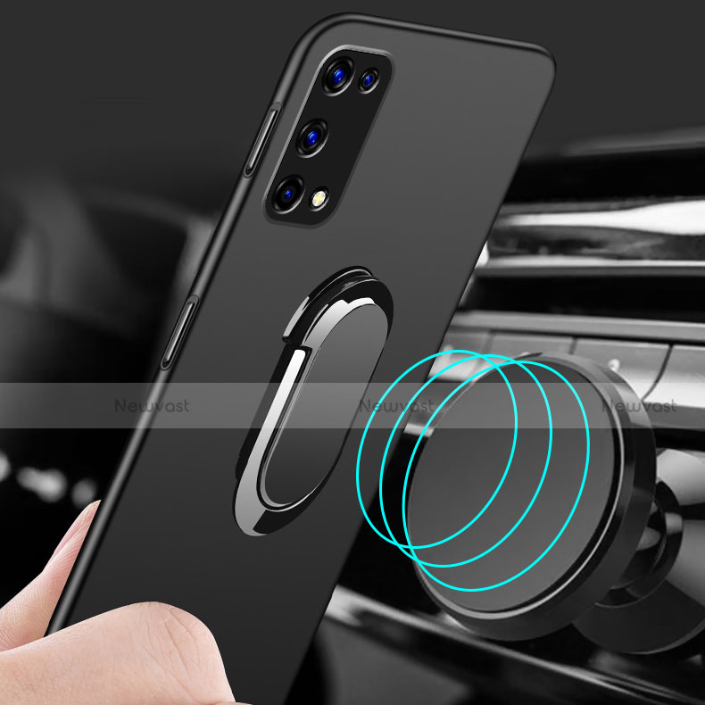 Hard Rigid Plastic Matte Finish Case Cover with Magnetic Finger Ring Stand A01 for Realme Q2 Pro 5G