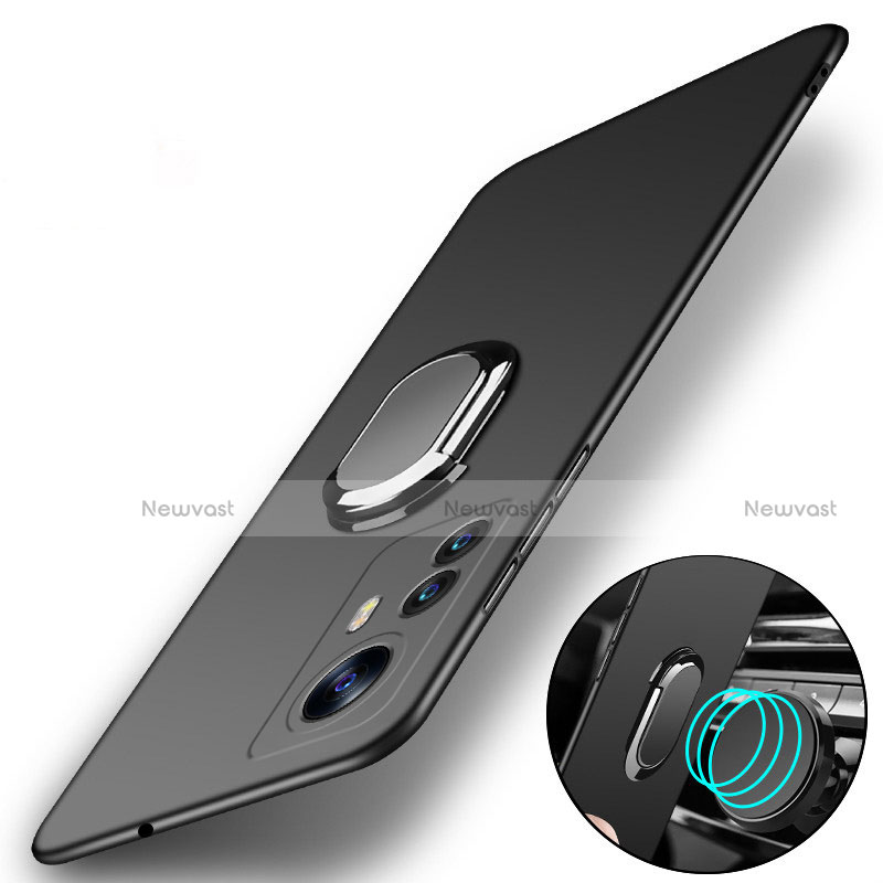 Hard Rigid Plastic Matte Finish Case Cover with Magnetic Finger Ring Stand A01 for Xiaomi Mi 12 5G