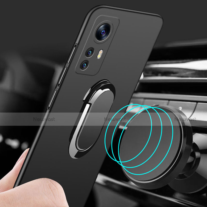 Hard Rigid Plastic Matte Finish Case Cover with Magnetic Finger Ring Stand A01 for Xiaomi Mi 12 5G