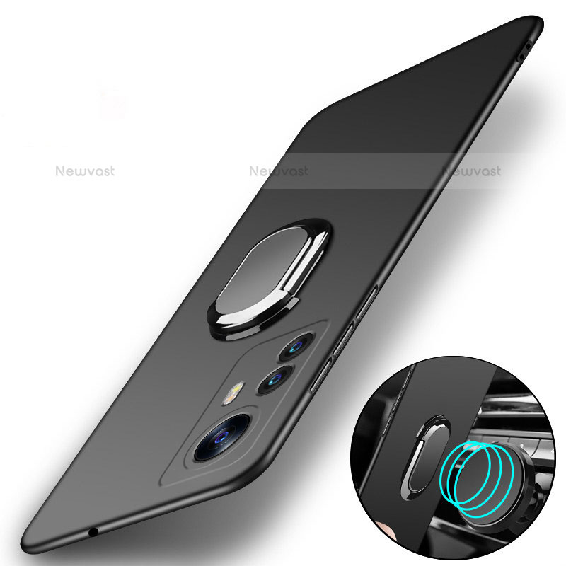 Hard Rigid Plastic Matte Finish Case Cover with Magnetic Finger Ring Stand A01 for Xiaomi Mi 12S Pro 5G