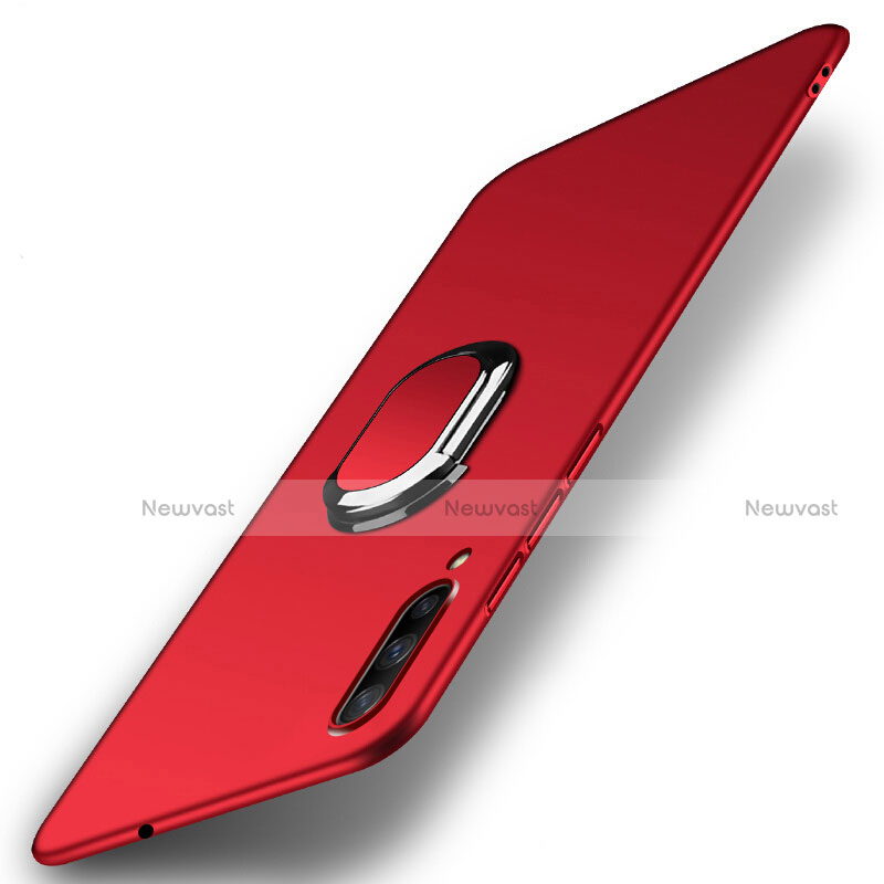 Hard Rigid Plastic Matte Finish Case Cover with Magnetic Finger Ring Stand A02 for Huawei P Smart Pro (2019) Red