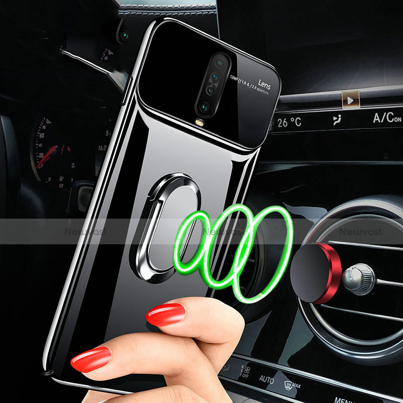Hard Rigid Plastic Matte Finish Case Cover with Magnetic Finger Ring Stand A02 for Xiaomi Redmi K30 4G