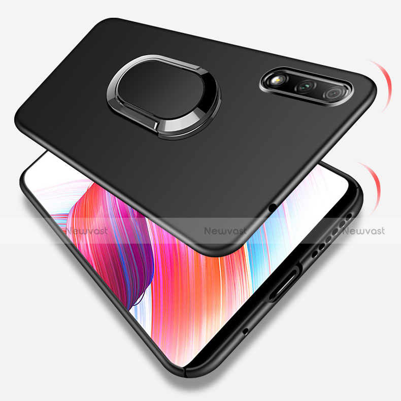 Hard Rigid Plastic Matte Finish Case Cover with Magnetic Finger Ring Stand A04 for Huawei Y9 Prime (2019)