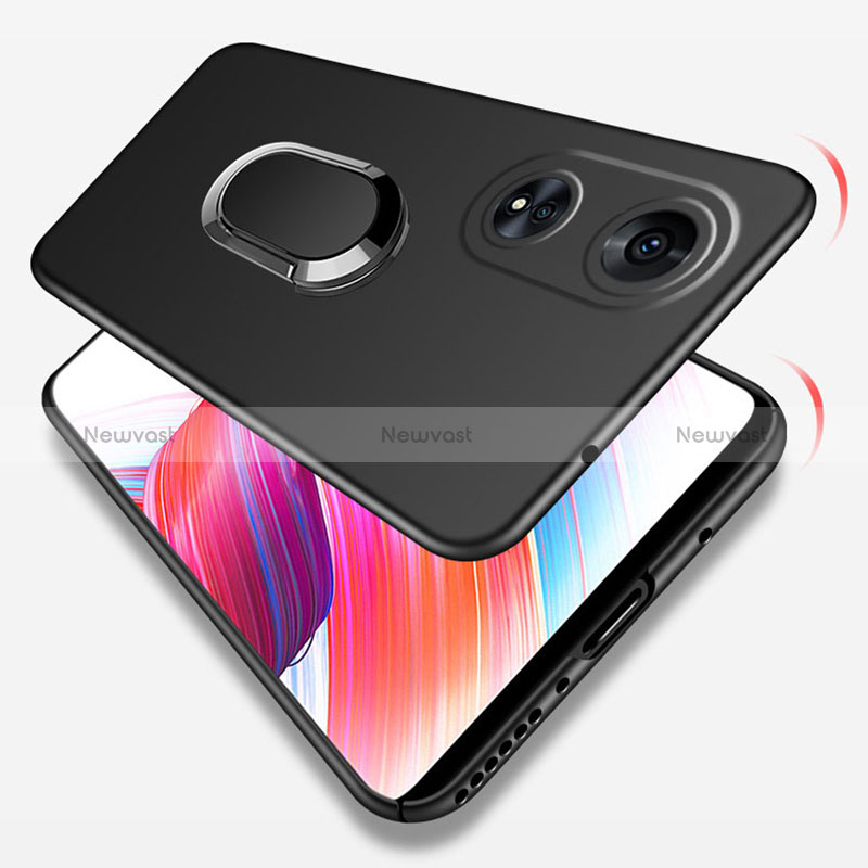 Hard Rigid Plastic Matte Finish Case Cover with Magnetic Finger Ring Stand for Oppo A1x 5G