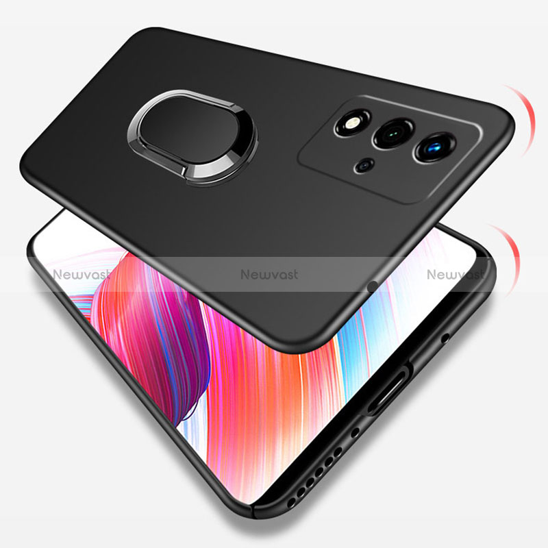 Hard Rigid Plastic Matte Finish Case Cover with Magnetic Finger Ring Stand for Oppo A93s 5G