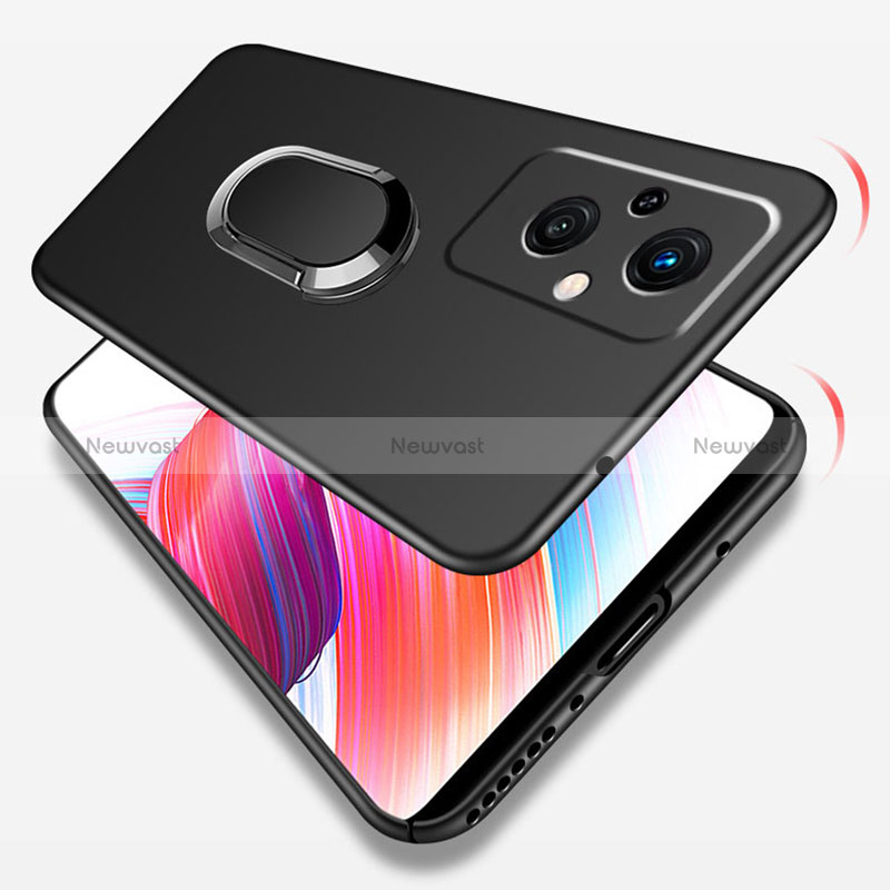 Hard Rigid Plastic Matte Finish Case Cover with Magnetic Finger Ring Stand for Oppo A96 5G
