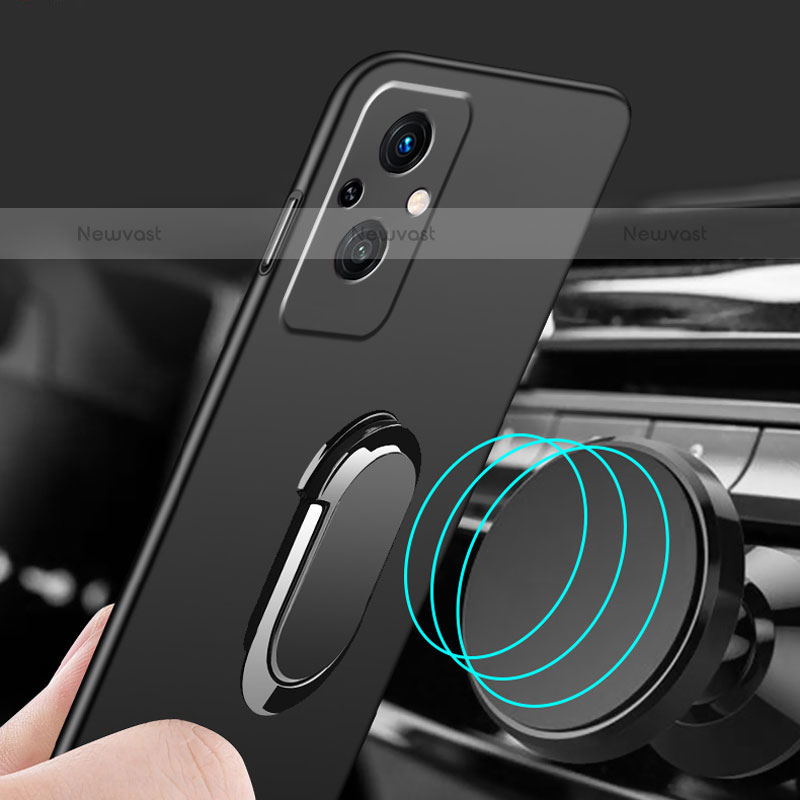 Hard Rigid Plastic Matte Finish Case Cover with Magnetic Finger Ring Stand for Oppo F21 Pro 5G