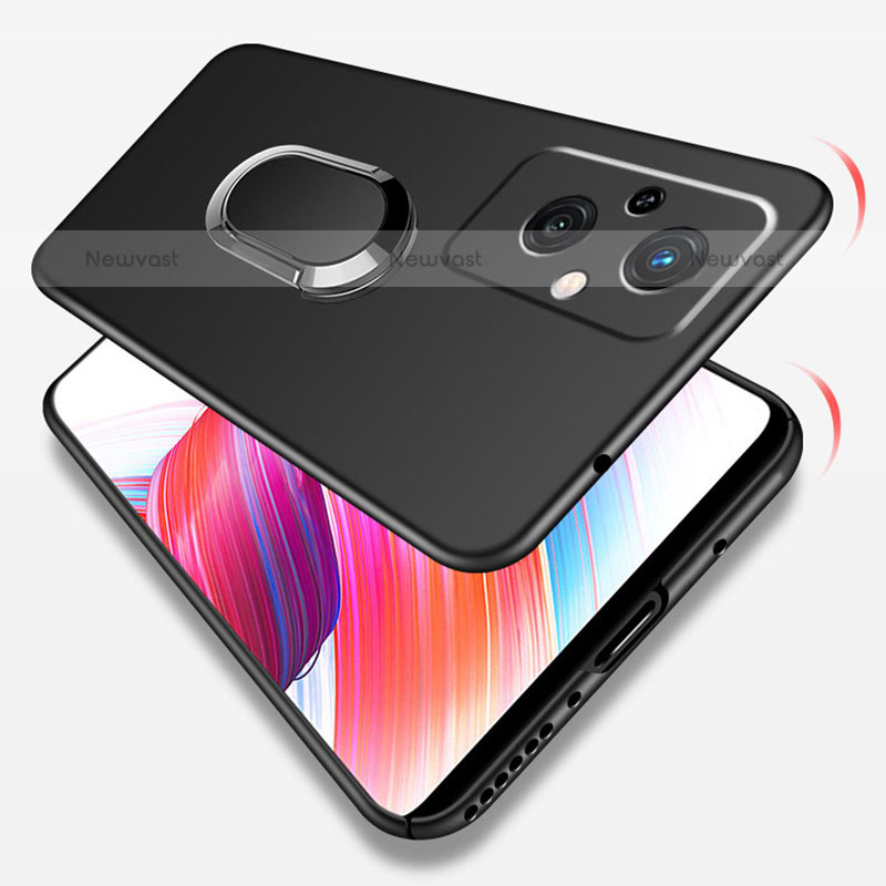 Hard Rigid Plastic Matte Finish Case Cover with Magnetic Finger Ring Stand for Oppo F21 Pro 5G