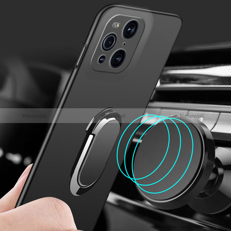 Hard Rigid Plastic Matte Finish Case Cover with Magnetic Finger Ring Stand for Oppo Find X3 5G