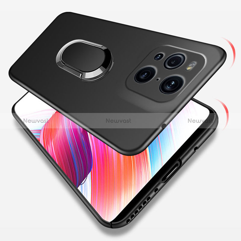 Hard Rigid Plastic Matte Finish Case Cover with Magnetic Finger Ring Stand for Oppo Find X3 5G