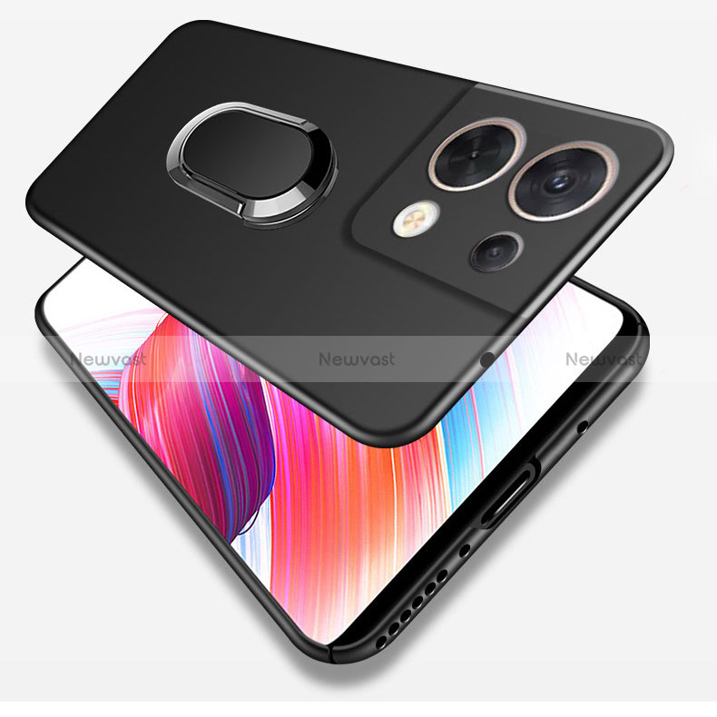 Hard Rigid Plastic Matte Finish Case Cover with Magnetic Finger Ring Stand for Oppo Reno8 Pro 5G