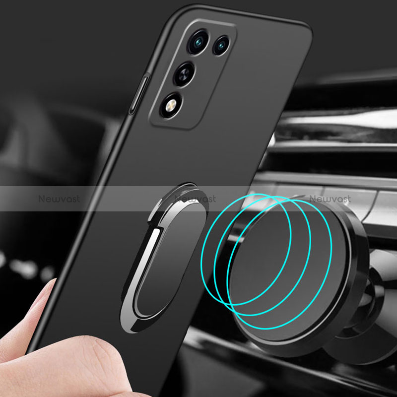 Hard Rigid Plastic Matte Finish Case Cover with Magnetic Finger Ring Stand for Realme Q3s 5G