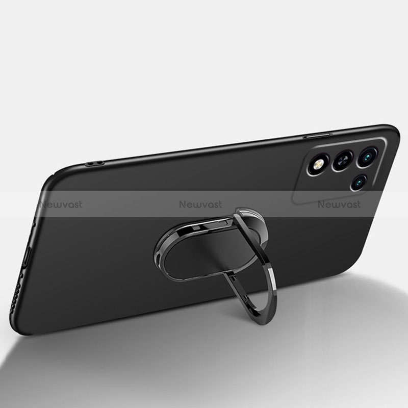 Hard Rigid Plastic Matte Finish Case Cover with Magnetic Finger Ring Stand for Realme Q3s 5G