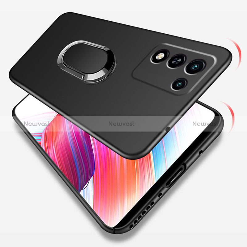 Hard Rigid Plastic Matte Finish Case Cover with Magnetic Finger Ring Stand for Realme Q3s 5G