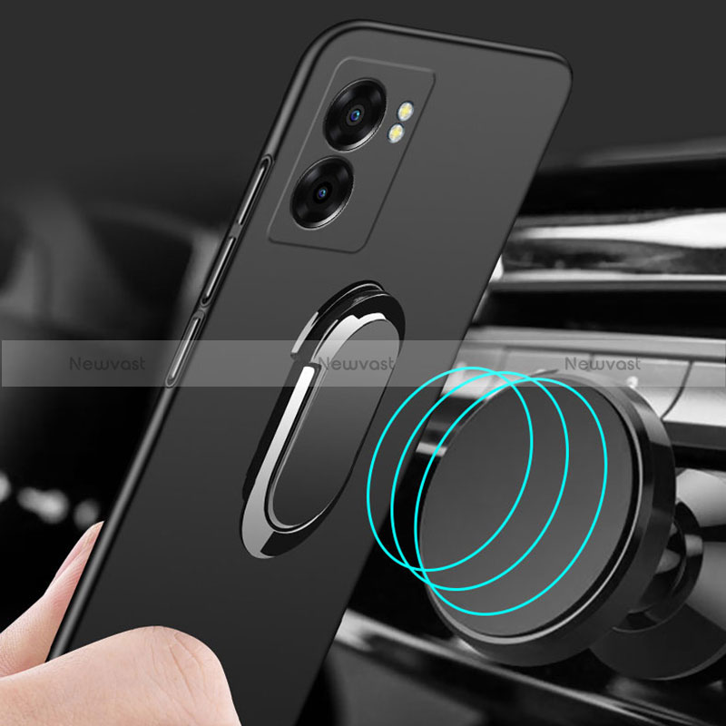 Hard Rigid Plastic Matte Finish Case Cover with Magnetic Finger Ring Stand for Realme Q5i 5G