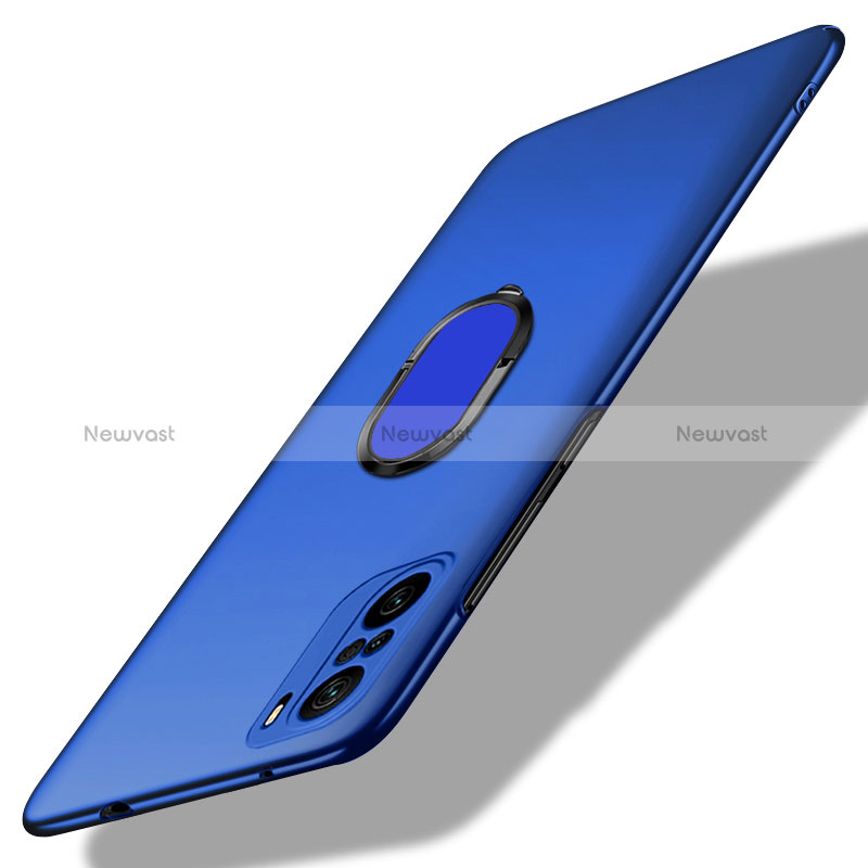 Hard Rigid Plastic Matte Finish Case Cover with Magnetic Finger Ring Stand for Xiaomi Poco F3 5G