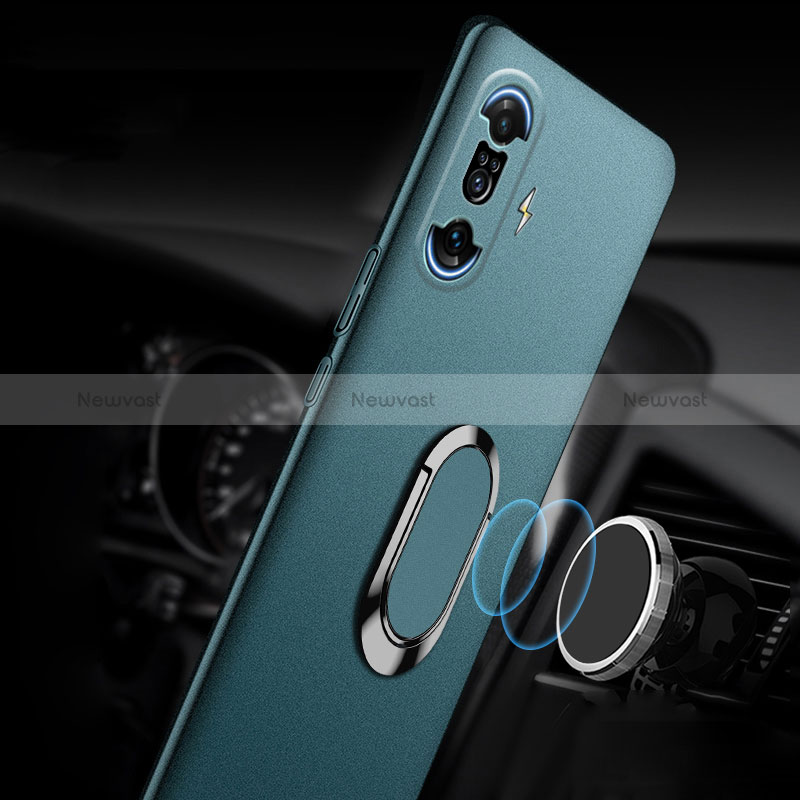 Hard Rigid Plastic Matte Finish Case Cover with Magnetic Finger Ring Stand for Xiaomi Poco F3 GT 5G