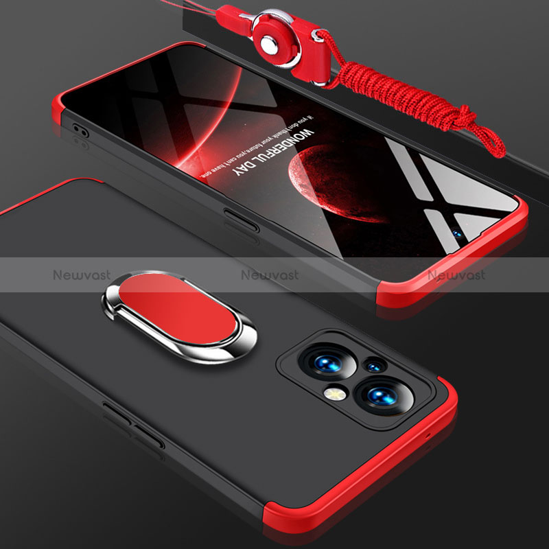 Hard Rigid Plastic Matte Finish Case Cover with Magnetic Finger Ring Stand GK1 for Oppo A96 5G