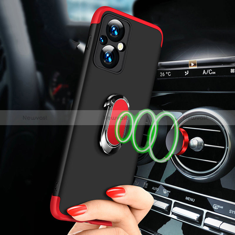 Hard Rigid Plastic Matte Finish Case Cover with Magnetic Finger Ring Stand GK1 for Oppo A96 5G