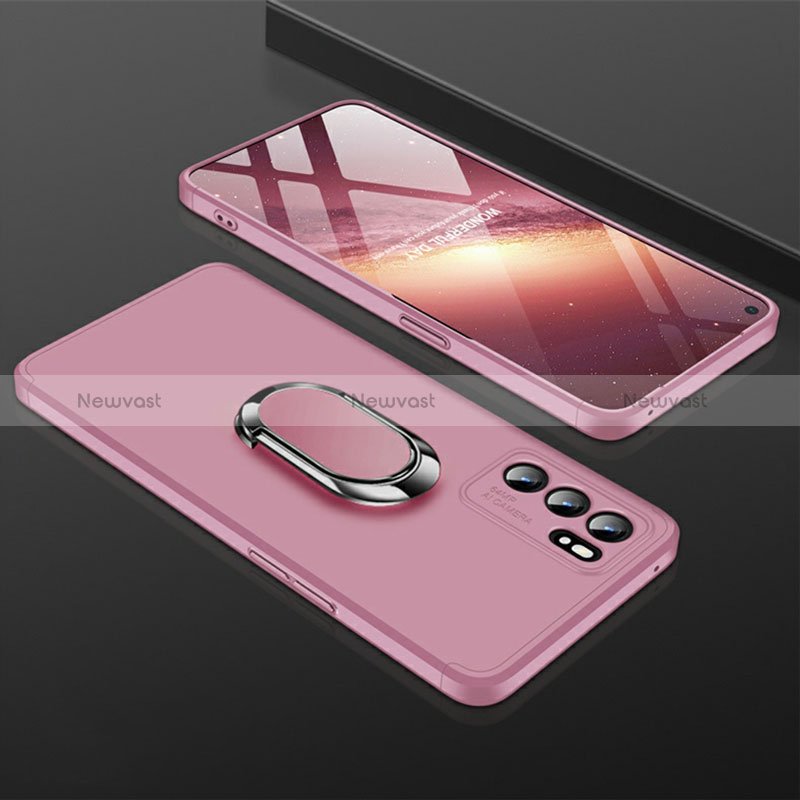 Hard Rigid Plastic Matte Finish Case Cover with Magnetic Finger Ring Stand GK1 for Oppo Reno6 5G