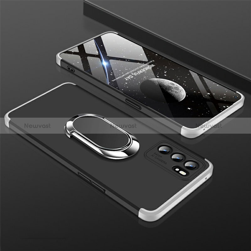 Hard Rigid Plastic Matte Finish Case Cover with Magnetic Finger Ring Stand GK1 for Oppo Reno6 5G