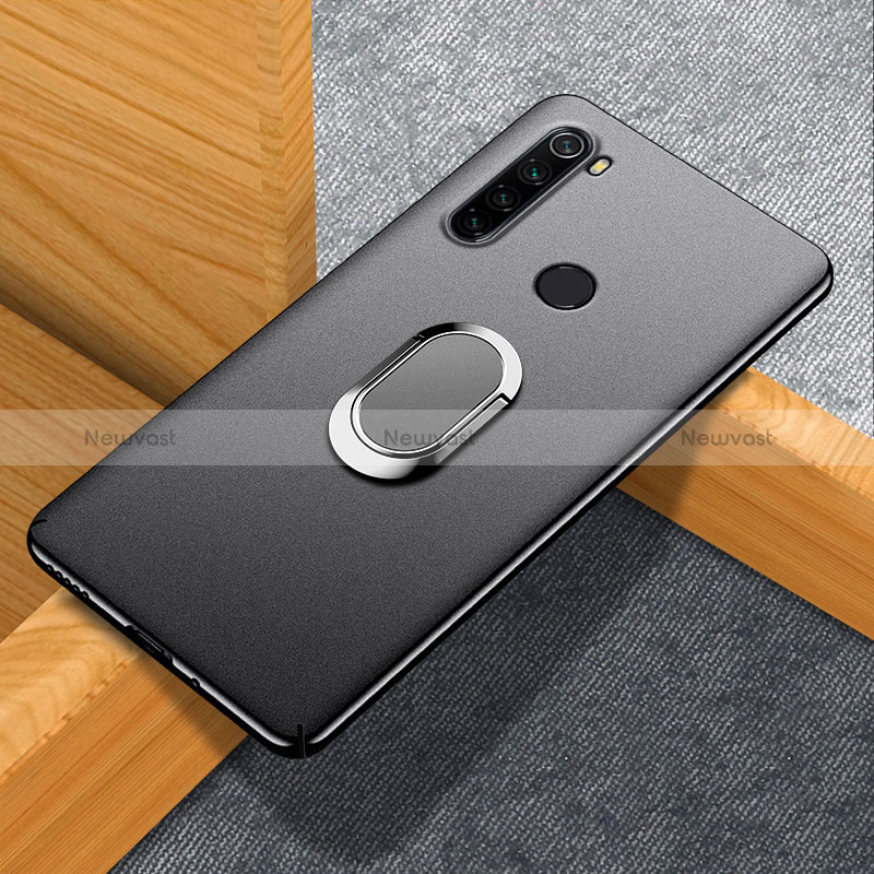 Hard Rigid Plastic Matte Finish Case Cover with Magnetic Finger Ring Stand K01 for Xiaomi Redmi Note 8 (2021)