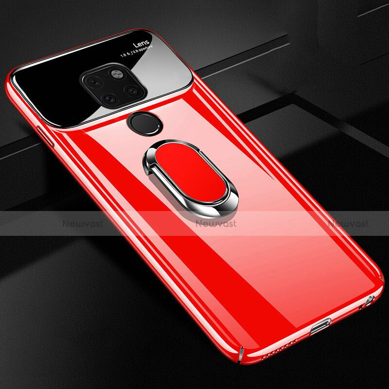 Hard Rigid Plastic Matte Finish Case Cover with Magnetic Finger Ring Stand P01 for Huawei Mate 20 X 5G Red