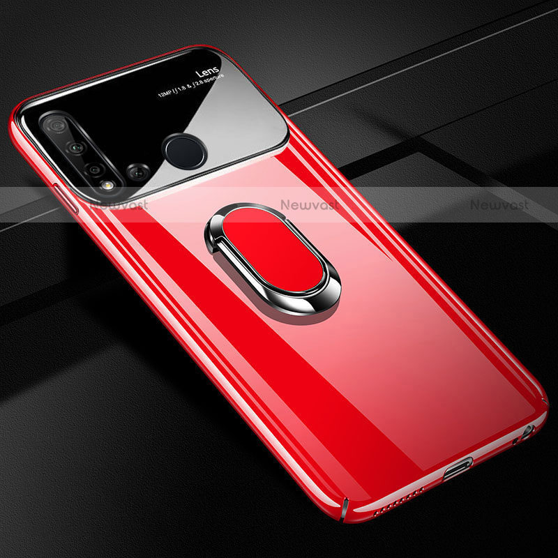 Hard Rigid Plastic Matte Finish Case Cover with Magnetic Finger Ring Stand P01 for Huawei P20 Lite (2019) Red