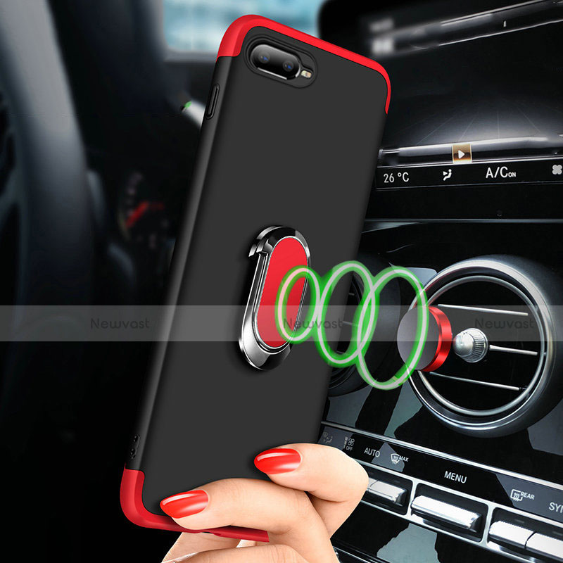 Hard Rigid Plastic Matte Finish Case Cover with Magnetic Finger Ring Stand P01 for Oppo R15X