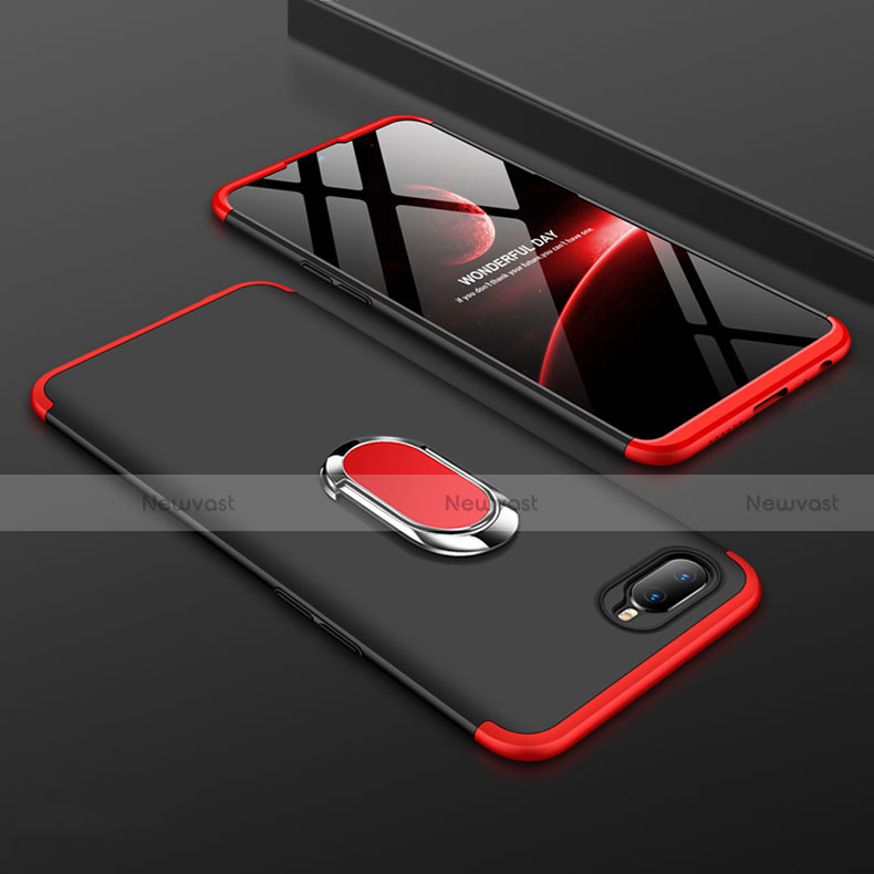 Hard Rigid Plastic Matte Finish Case Cover with Magnetic Finger Ring Stand P01 for Oppo RX17 Neo Red and Black