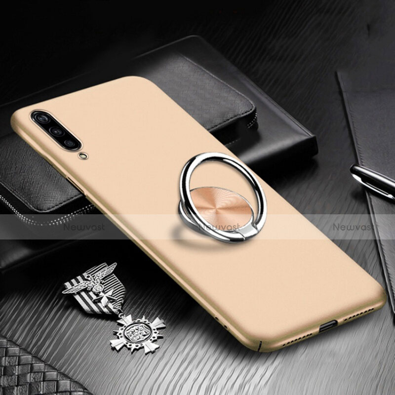 Hard Rigid Plastic Matte Finish Case Cover with Magnetic Finger Ring Stand P01 for Xiaomi Mi A3 Gold