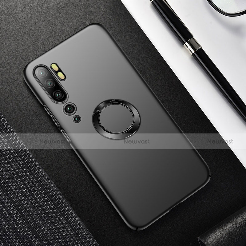 Hard Rigid Plastic Matte Finish Case Cover with Magnetic Finger Ring Stand P01 for Xiaomi Mi Note 10