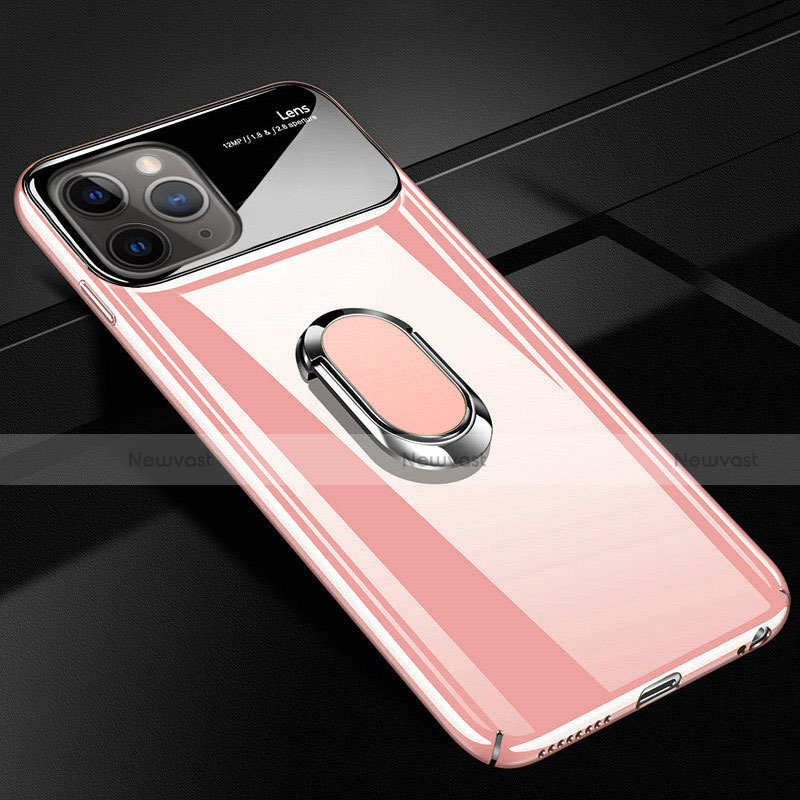 Hard Rigid Plastic Matte Finish Case Cover with Magnetic Finger Ring Stand P02 for Apple iPhone 11 Pro Pink