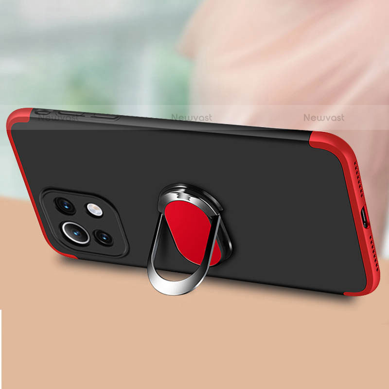 Hard Rigid Plastic Matte Finish Case Cover with Magnetic Finger Ring Stand P02 for Xiaomi Mi 11 Lite 5G NE