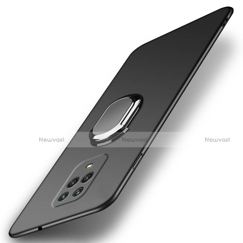 Hard Rigid Plastic Matte Finish Case Cover with Magnetic Finger Ring Stand P02 for Xiaomi Redmi 10X 4G Black