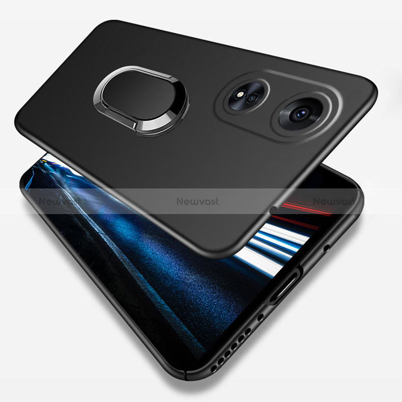 Hard Rigid Plastic Matte Finish Case Cover with Magnetic Finger Ring Stand S01 for Oppo A78 4G