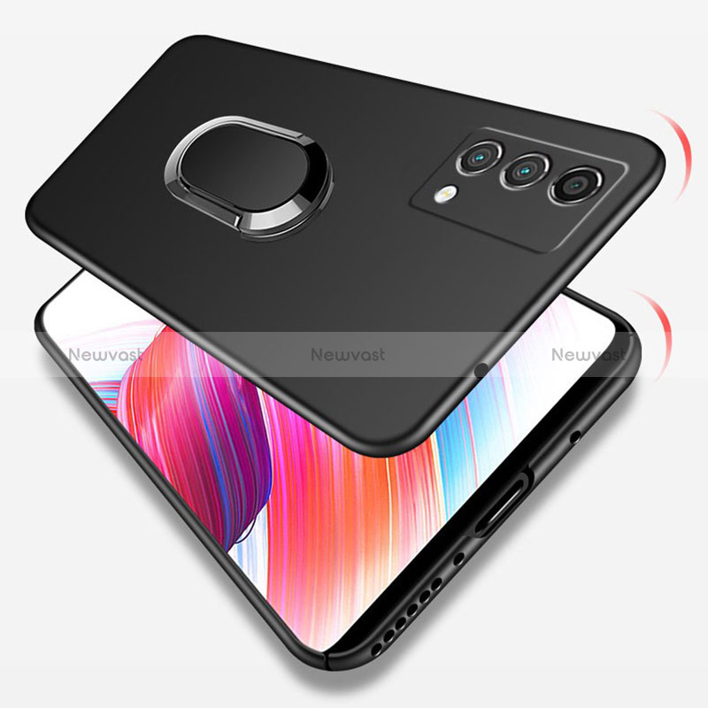 Hard Rigid Plastic Matte Finish Case Cover with Magnetic Finger Ring Stand S01 for Realme GT Master 5G