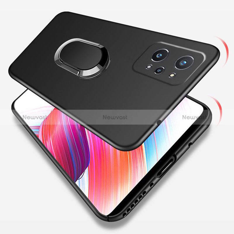 Hard Rigid Plastic Matte Finish Case Cover with Magnetic Finger Ring Stand S01 for Realme Q5 Pro 5G