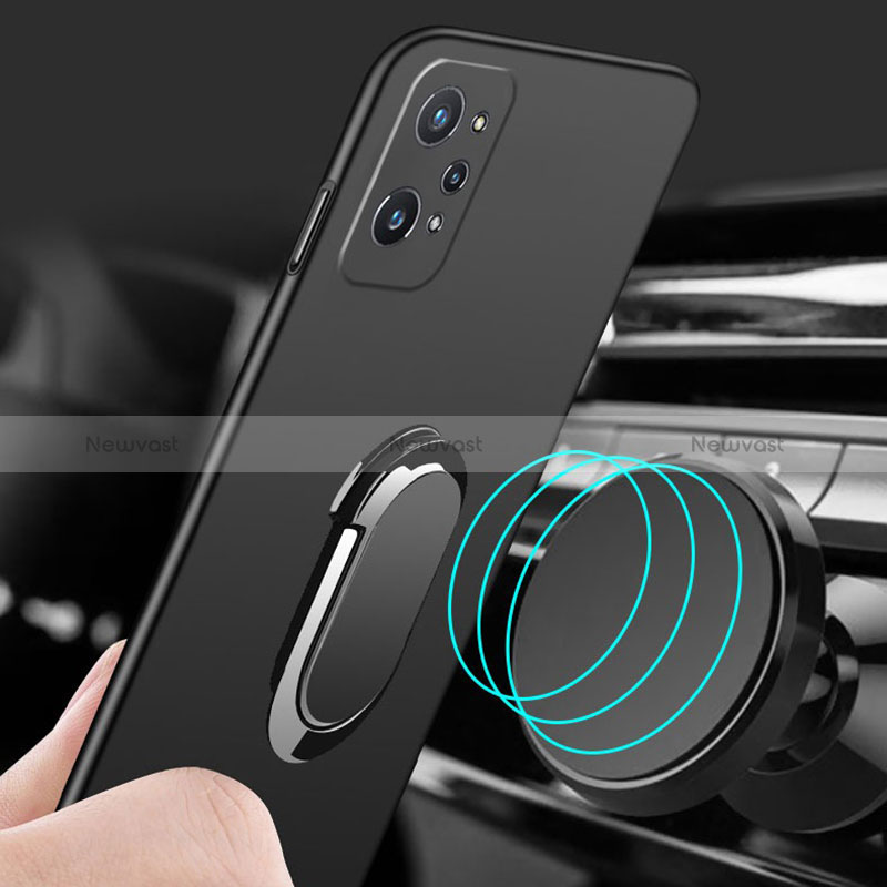 Hard Rigid Plastic Matte Finish Case Cover with Magnetic Finger Ring Stand S01 for Realme Q5 Pro 5G