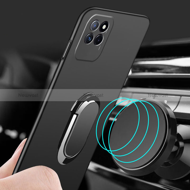 Hard Rigid Plastic Matte Finish Case Cover with Magnetic Finger Ring Stand S01 for Realme V11 5G